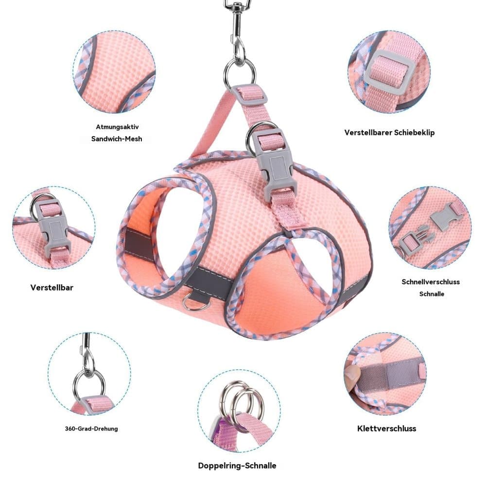 1 Adjustable Pet Harness for Cat and Dog with Reflector and Leash, Soft Comfortable Vest Design Anti-Escape, Compatible with Small Medium Large Pets, L Purple