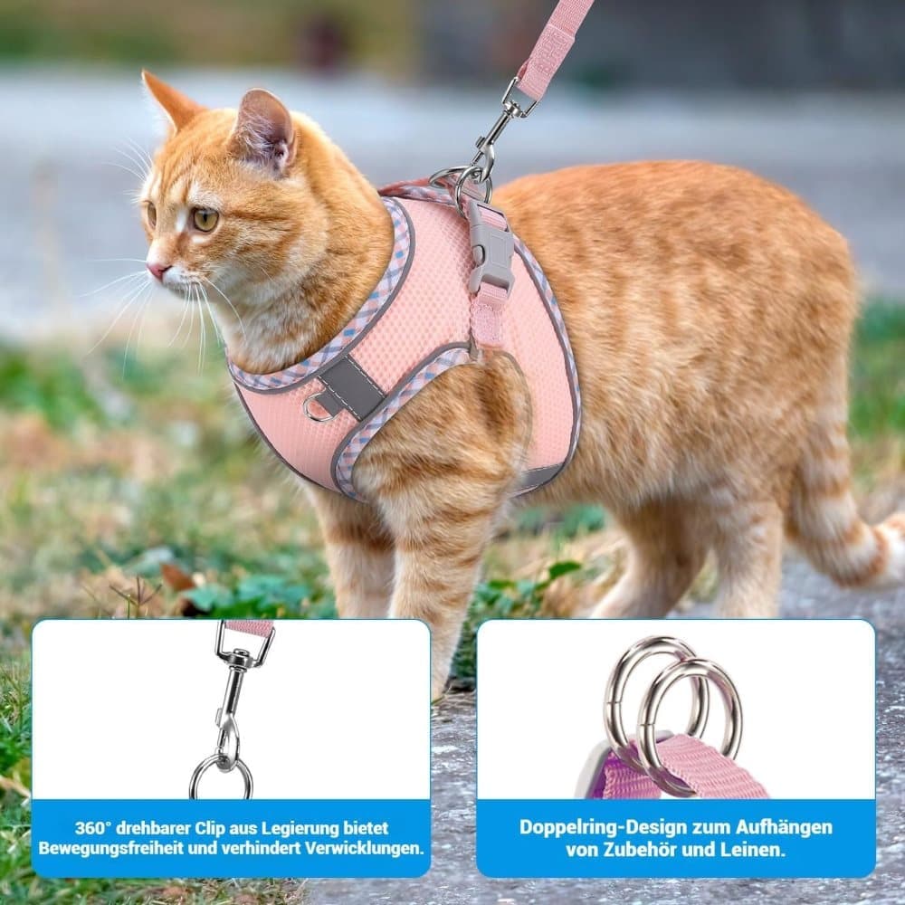 1 Adjustable Pet Harness for Cat and Dog with Reflector and Leash, Soft Comfortable Vest Design Anti-Escape, Compatible with Small Medium Large Pets, L Purple