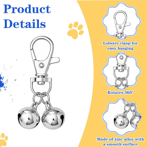 10 PCS Small Bell for Dog Collar Loud Bells for Cat Collars Mini Sliver Training Bells Cat Loud Bell Necklace with Heavy Duty Snap Clips Pet Pendant for Dogs Pets Tracking Training Christmas Gift