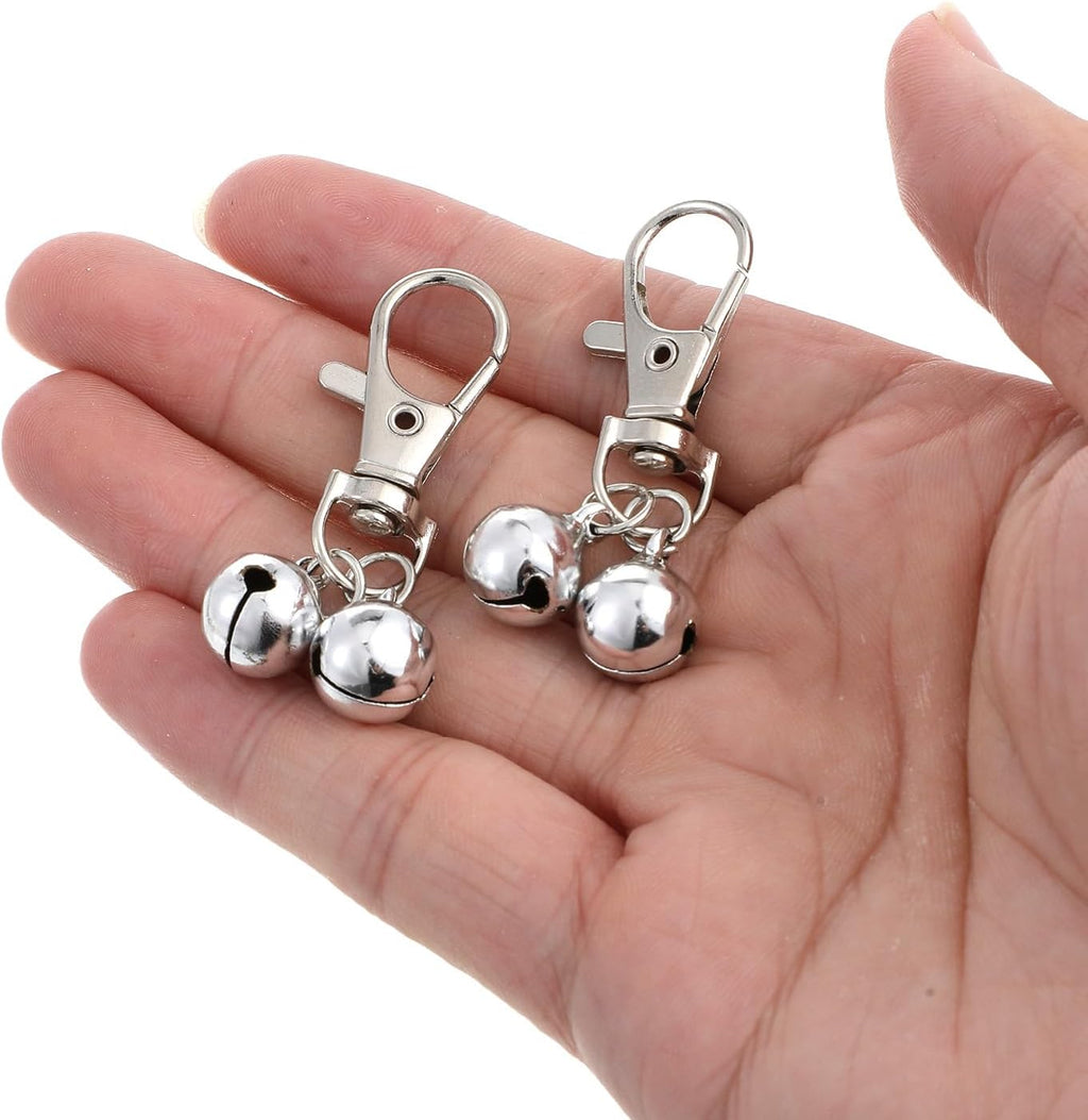 10 PCS Small Bell for Dog Collar Loud Bells for Cat Collars Mini Sliver Training Bells Cat Loud Bell Necklace with Heavy Duty Snap Clips Pet Pendant for Dogs Pets Tracking Training Christmas Gift